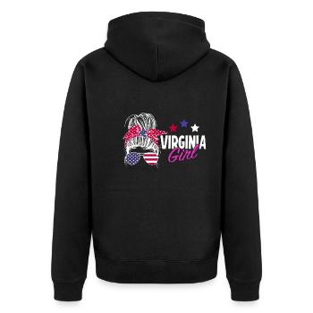 Virginia - Unisex Premium Bio Zip Hoodie - Schwarz - Hinten - Nico (187cm)