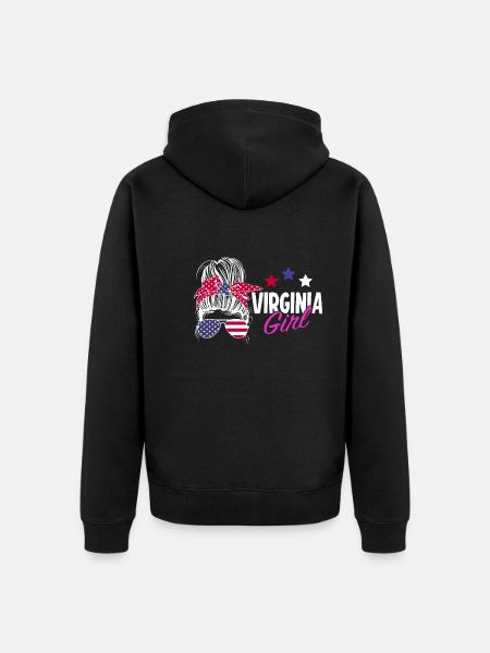 Virginia - Unisex Premium Organic Zip Hoodie - black