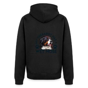 Berner Sennenhund - Unisex Premium Bio Zip Hoodie - Schwarz - Hinten - Nico (187cm)