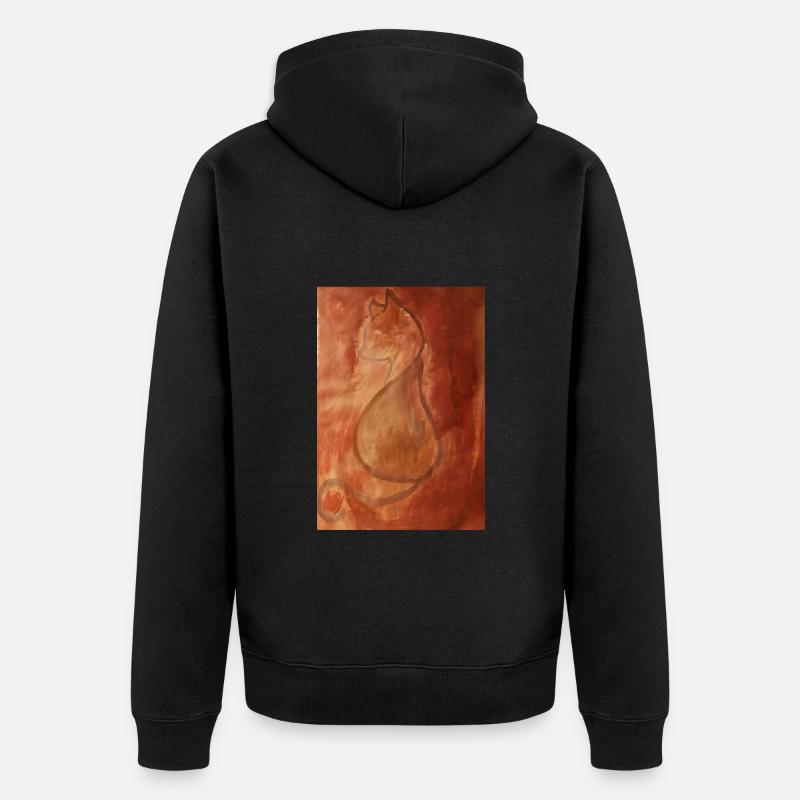 Chat dans l’arrière-plan flou - Veste à capuche bio Premium Unisexe - noir