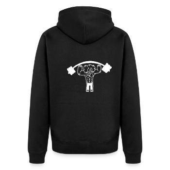Elefant Training Gym Muskeln - Unisex Premium Bio Zip Hoodie - Schwarz - Hinten - Nico (187cm)