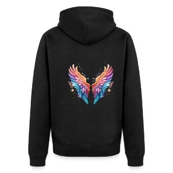 angelwings,engelsflügel,graffiti,malerei,bunt - Unisex Premium Bio Zip Hoodie - Schwarz - Hinten - Nico (187cm)