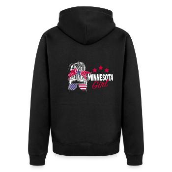 Minnesota - Unisex Premium Organic Zip Hoodie - black - Back - Nico (187cm)