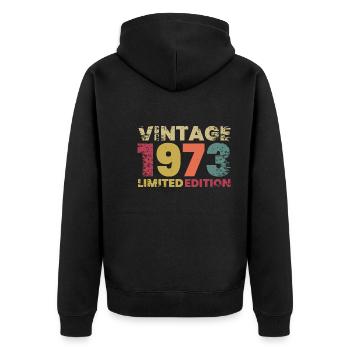 50 ème Anniversaire 50 ans 1973 Cadeau Vintage - Veste à capuche bio Premium Unisexe - noir - Dos - Nico (187cm)