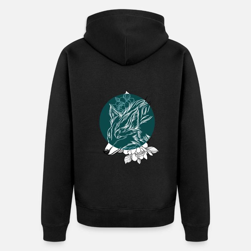 Loup en Fleurs - Veste à capuche bio Premium Unisexe - noir