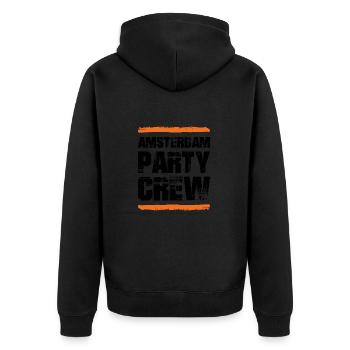 Amsterdam Party Crew - Unisex Premium Bio Zip Hoodie - Schwarz - Hinten - Nico (187cm)