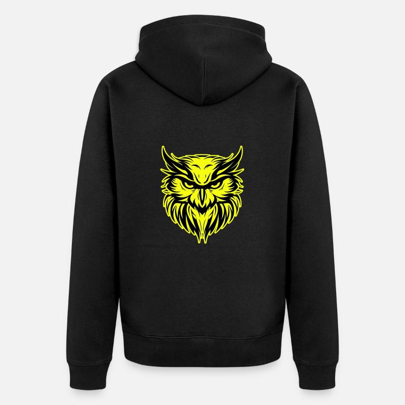 Eule Kopf Porträt Symbol - Unisex Premium Bio Zip Hoodie - Schwarz