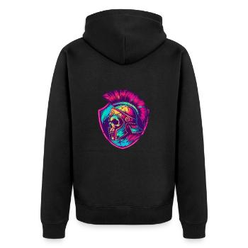 Spartan Skull Gladiator - Unisex Premium Organic Zip Hoodie - black - Back - Nico (187cm)