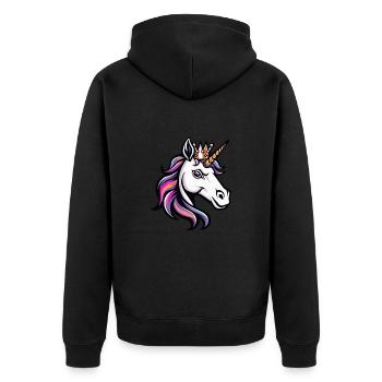 Unicorn Head Crown - Unisex Premium Organic Zip Hoodie - black - Back - Nico (187cm)