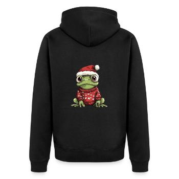Frosch Weihnachten Comic - Unisex Premium Bio Zip Hoodie - Schwarz - Hinten - Nico (187cm)