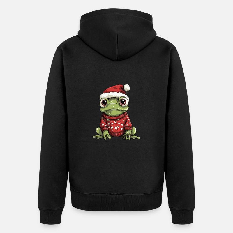 Frosch Weihnachten Comic - Unisex Premium Bio Zip Hoodie - Schwarz