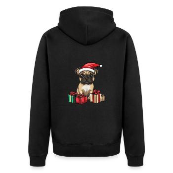 Bouledogue Français Chien Noël - Veste à capuche bio Premium Unisexe - noir - Dos - Nico (187cm)
