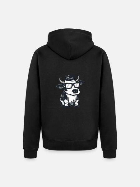 cow animal - Unisex Premium Organic Zip Hoodie - black
