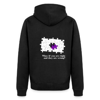 Puzzle - what if you are right and they are wrong? - Unisex Premium Bio Zip Hoodie - Schwarz - Hinten - Nico (187cm)