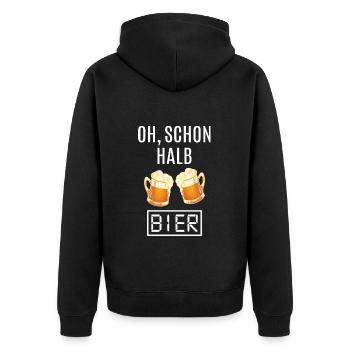 Bier Uhr Bierkrug lustige Sprüche Spruch witzig - Unisex Premium Bio Zip Hoodie - Schwarz - Hinten - Nico (187cm)