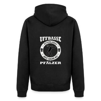 Schorle Riesling Pfalz Mundart Uffbasse Pfälzer - Unisex Premium Bio Zip Hoodie - Schwarz - Hinten - Nico (187cm)
