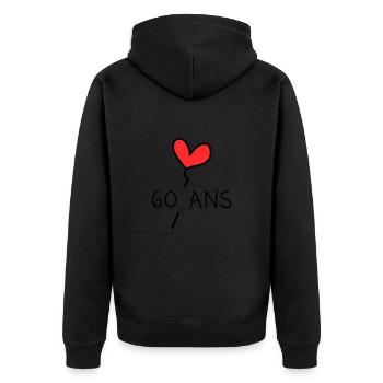 60. 60 ANS. 60e ANNIVERSAIRE. ANNIVERSAIRE 60 ANS. - Veste à capuche bio Premium Unisexe - noir - Dos - Nico (187cm)