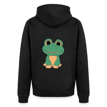 Süßer Frosch - Unisex Premium Bio Zip Hoodie - Schwarz - Hinten - Nico (187cm)