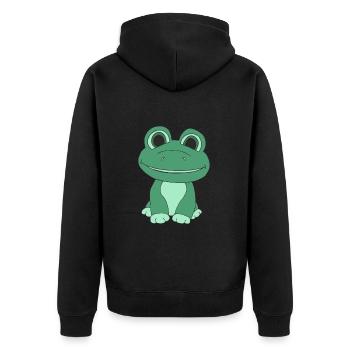 Süßer Frosch - Unisex Premium Bio Zip Hoodie - Schwarz - Hinten - Nico (187cm)