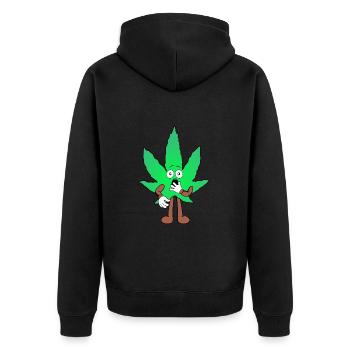 Der Bloom - Weed Cannabis Stoned Hanf Marihuana - Unisex Premium Bio Zip Hoodie - Schwarz - Hinten - Nico (187cm)
