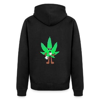 Der Bloom - Weed Cannabis Stoned Hanf Marihuana - Unisex Premium Bio Zip Hoodie - Schwarz - Hinten - Nico (187cm)