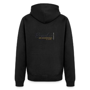 Erzieher - wie Löwenbändiger, nur krasser - Unisex Premium Bio Zip Hoodie - Schwarz - Hinten - Nico (187cm)
