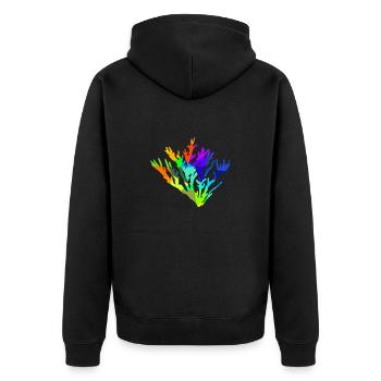 Koralle Ozean Regenbogen Tiere Polygon - Unisex Premium Bio Zip Hoodie - Schwarz - Hinten - Nico (187cm)