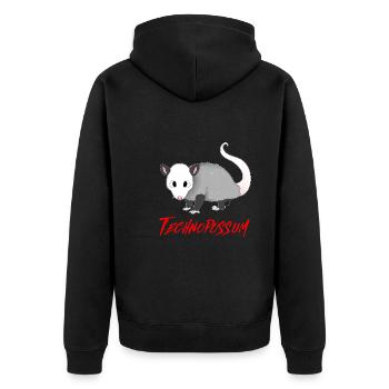 TECHNO TECHNOPOSSUM OPOSSUM - Unisex Premium Bio Zip Hoodie - Schwarz - Hinten - Nico (187cm)