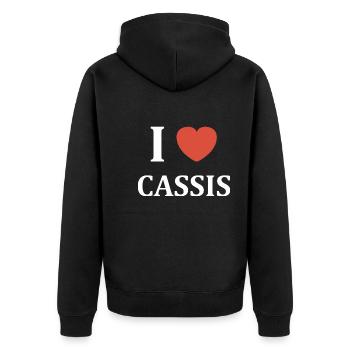 i love Cassis - Veste à capuche bio Premium Unisexe - noir - Dos - Nico (187cm)