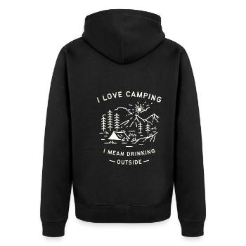I like camping I mean drinking outside - Unisex Premium Organic Zip Hoodie - black - Back - Nico (187cm)