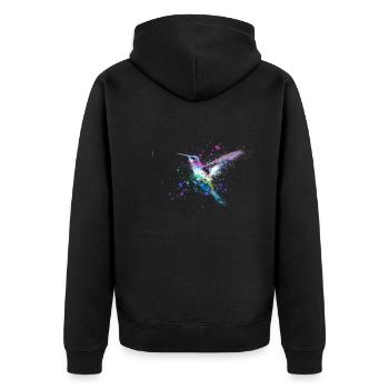 hummingbird, graffiti, painting, watercolor, bird, colorful - Unisex Premium Organic Zip Hoodie - black - Back - Nico (187cm)