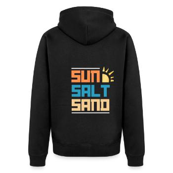 Sonne, Salz, Sand, Sommerstimmung - Unisex Premium Bio Zip Hoodie - Schwarz - Hinten - Nico (187cm)