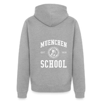 Munich School University University University - Veste à capuche bio Premium Unisexe - gris chiné - Dos - Nico (187cm)