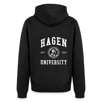 Hagen University Universität Hochschule Uni - Unisex Premium Organic Zip Hoodie - black - Back - Nico (187cm)