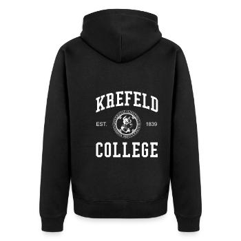 Krefeld College University University of Applied Sciences - Unisex Premium Organic Zip Hoodie - black - Back - Nico (187cm)