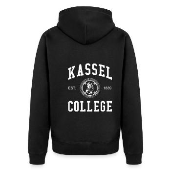 Kassel College University University University School - Unisex Premium Organic Zip Hoodie - black - Back - Nico (187cm)