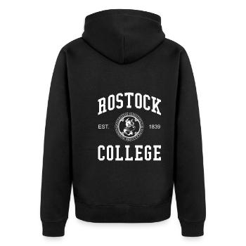 Rostock College University University of Applied Sciences - Unisex Premium Organic Zip Hoodie - black - Back - Nico (187cm)