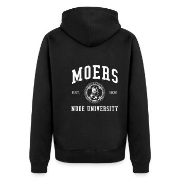 Moers Nude University University College University - Unisex Premium Organic Zip Hoodie - black - Back - Nico (187cm)