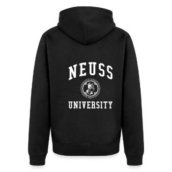 Neuss University Universität Hochschule Uni - Unisex Premium Bio Zip Hoodie - Schwarz - Hinten - Nico (187cm)