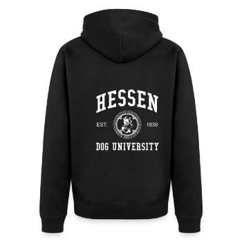 Hessen Dog University Universität Hochschule Uni - Unisex Premium Organic Zip Hoodie - black - Back - Nico (187cm)