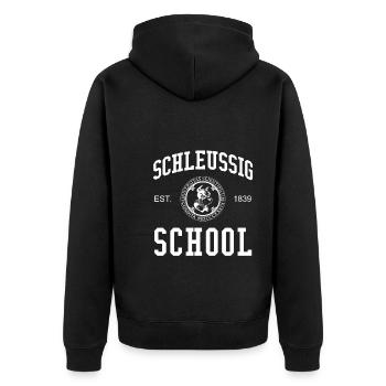 Leipzig Schleussig School University School University - Unisex Premium Organic Zip Hoodie - black - Back - Nico (187cm)