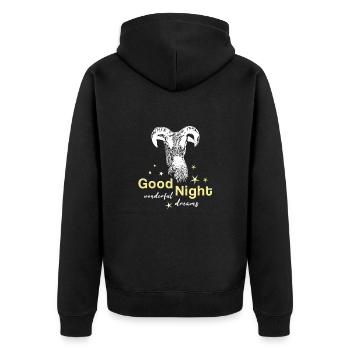 schafbock good night Schaf Schlafshirt - Unisex Premium Bio Zip Hoodie - Schwarz - Hinten - Nico (187cm)