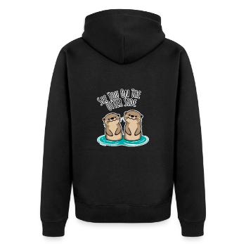 Niedliche Otter - See you on the OTTER Side! - Unisex Premium Bio Zip Hoodie - Schwarz - Hinten - Nico (187cm)