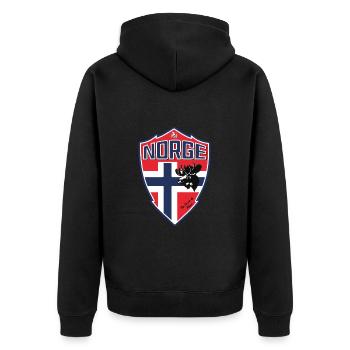 Norwegen - Wappen - Schild - Unisex Premium Bio Zip Hoodie - Schwarz - Hinten - Nico (187cm)
