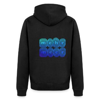 Mehr Meer - Sonne - See - Moin - Strand - Meerweh - Unisex Premium Bio Zip Hoodie - Schwarz - Hinten - Nico (187cm)