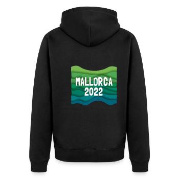 Mallorca 2022, Malle, Balearen,Spanien, Mittelmeer - Unisex Premium Bio Zip Hoodie - Schwarz - Hinten - Nico (187cm)