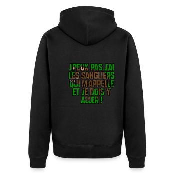 J’peux pas j’ai les sangliers qui m’appelle - Veste à capuche bio Premium Unisexe - noir - Dos - Nico (187cm)