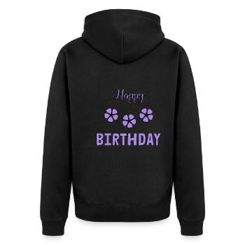 HAPPY BIRTHDAY. JOYEUX ANNIVERSAIRE. ANNIVERSAIRE. - Veste à capuche bio Premium Unisexe - noir - Dos - Nico (187cm)