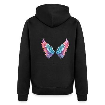angelwings,engelsflügel,graffiti,malerei,bunt - Unisex Premium Bio Zip Hoodie - Schwarz - Hinten - Nico (187cm)