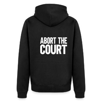 Abort the Court - Unisex Premium Bio Zip Hoodie - Schwarz - Hinten - Nico (187cm)